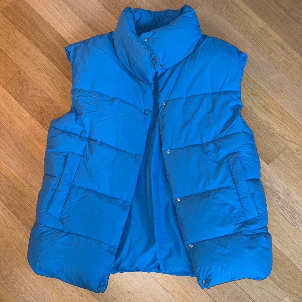 Zara Electric Blue Quilted Puffer Vest